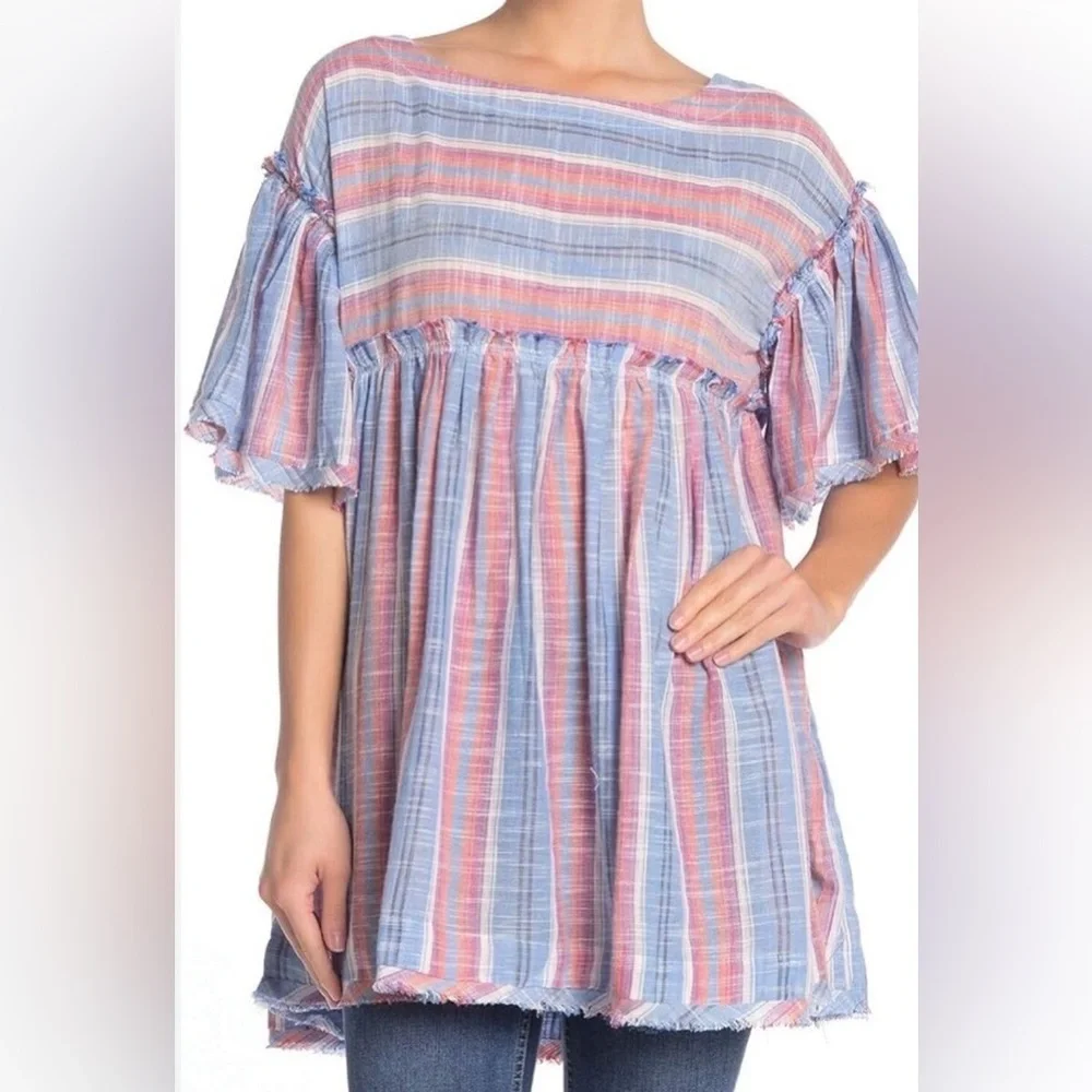 Free People Summer Nights Striped Cotton Tunic size XS